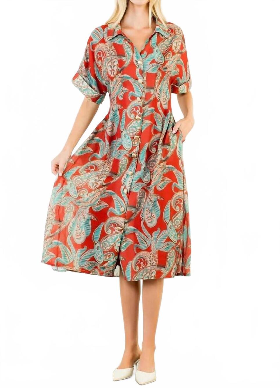 NEW THML collared midi sheer dress in rust